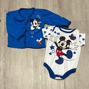 Disney Mickey Mouse Blue and White Baby One Piece Set